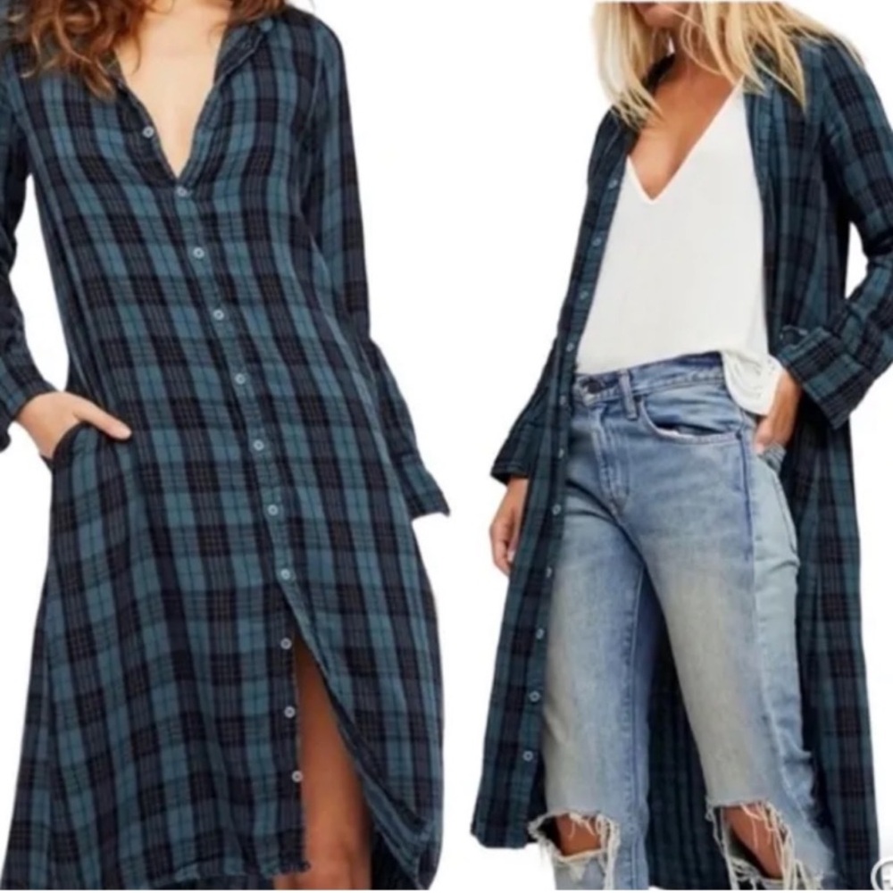 Free People x CP Shades Maxi Shirt Dress (olive and black)